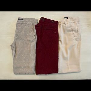3 prs Zara tapered leg pants. Petite friendly. Good condition. Smoke free home.